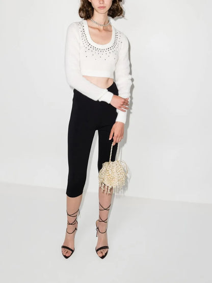 Crystal-Embellished Cropped Jumper
