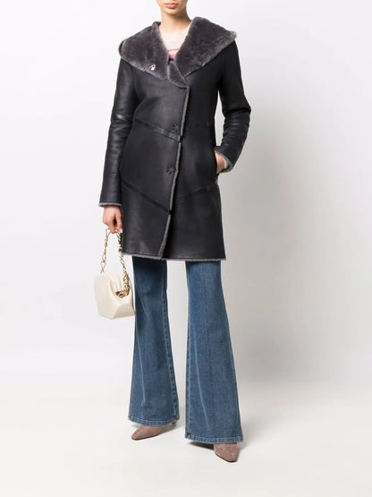 Shearling-Lined Leather Coat