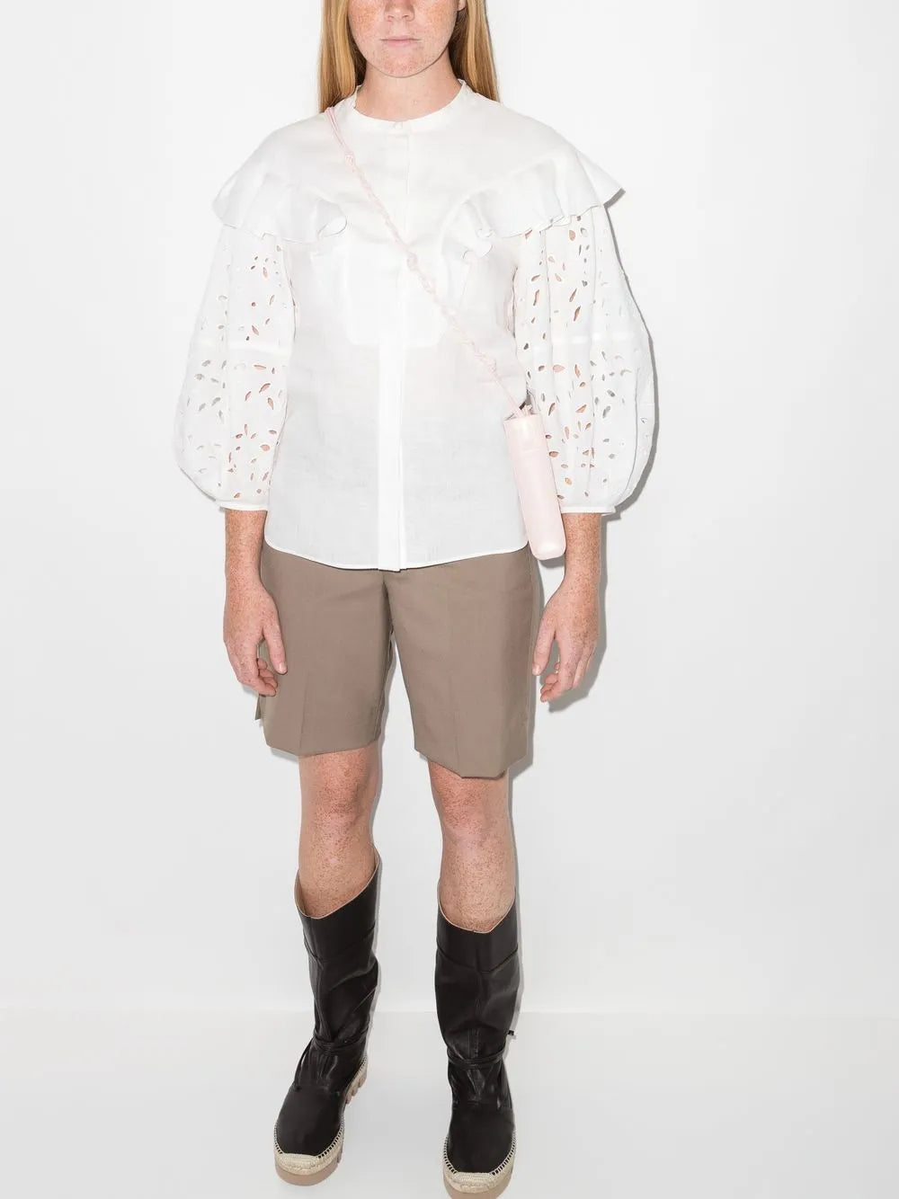 Broderie-Anglaise Ruffled Blouse