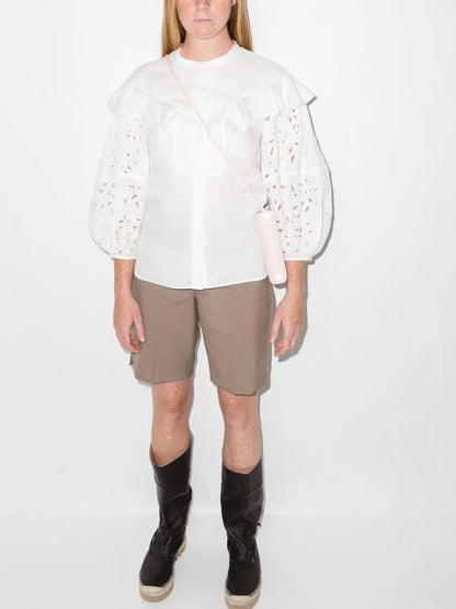 Broderie-Anglaise Ruffled Blouse
