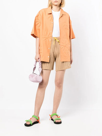 Drawstring Cable-Knit Shorts