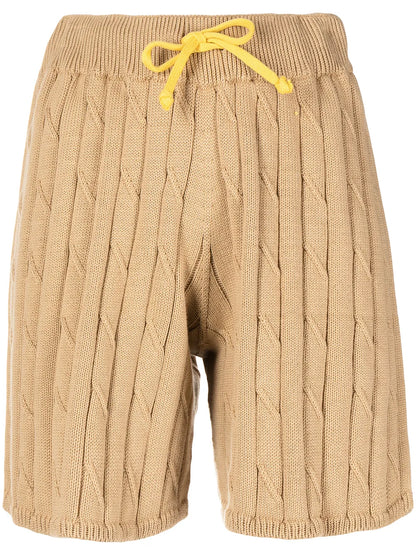 Drawstring Cable-Knit Shorts