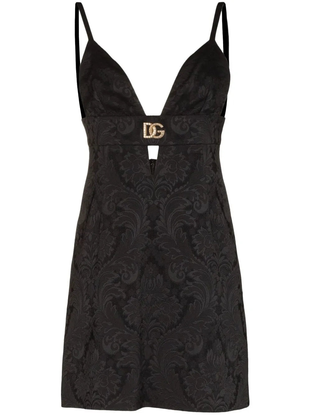 Dg Plaque Brocade Mini Dress