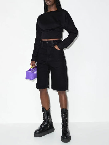 V-Neck Long-Sleeve Cropped Top
