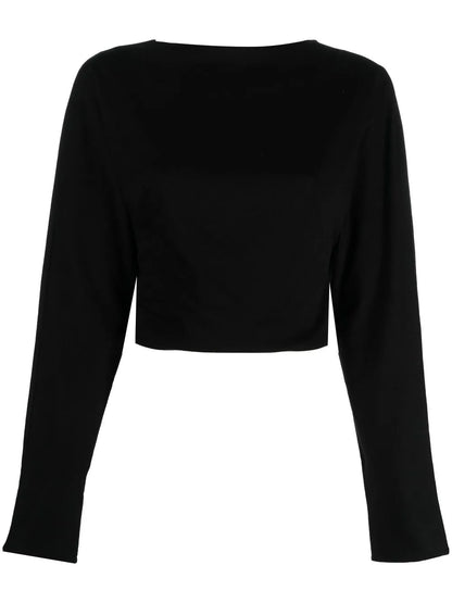 V-Neck Long-Sleeve Cropped Top