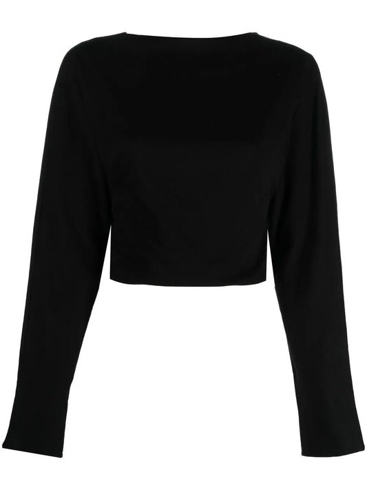 V-Neck Long-Sleeve Cropped Top