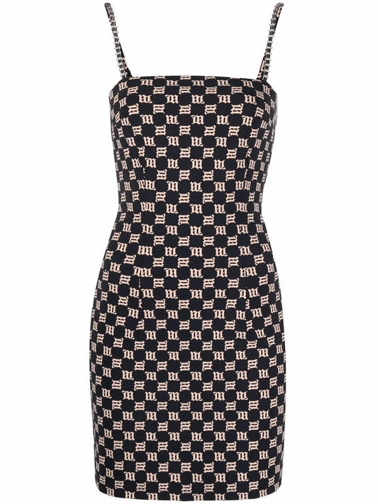 Monogram-Print Fitted Dress