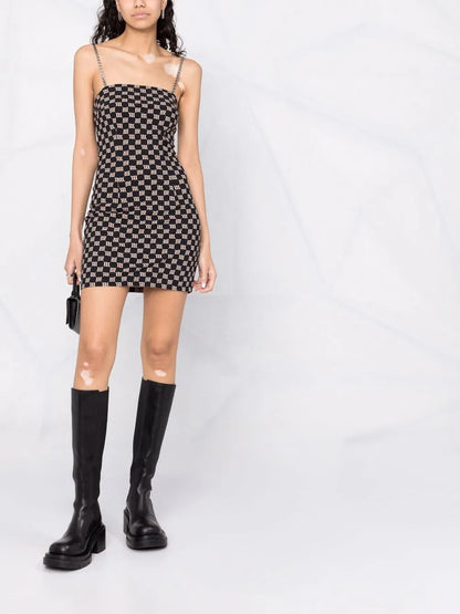 Monogram-Print Fitted Dress