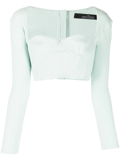 Ribbed Sweetheart-Neck Top