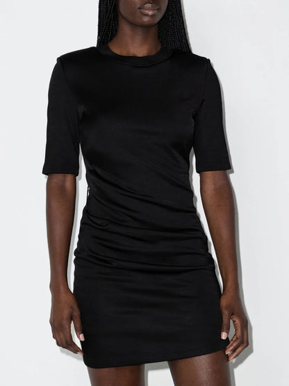 Round-Neck Short-Sleeve Mini Dress