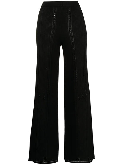 Crescent Moon-Pattern Wide-Leg Trousers