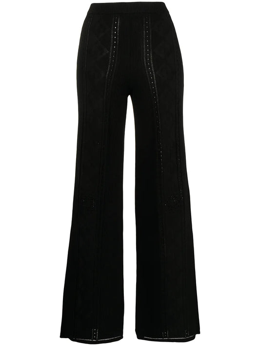 Crescent Moon-Pattern Wide-Leg Trousers