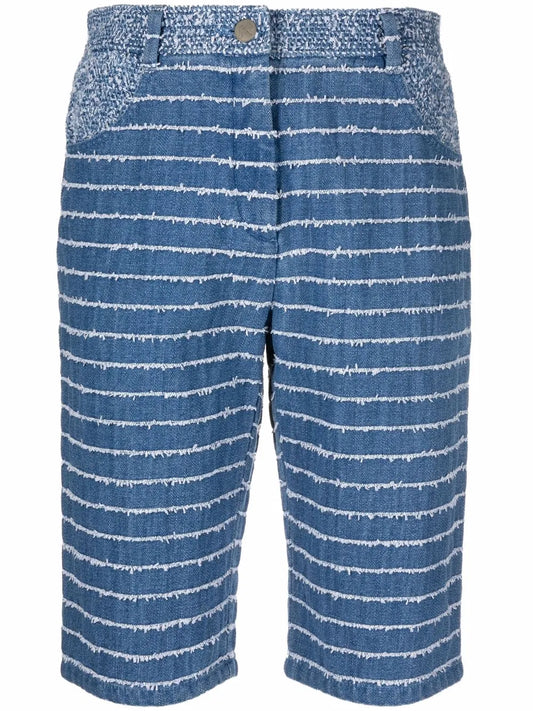 Frayed-Stripe Bermuda Shorts