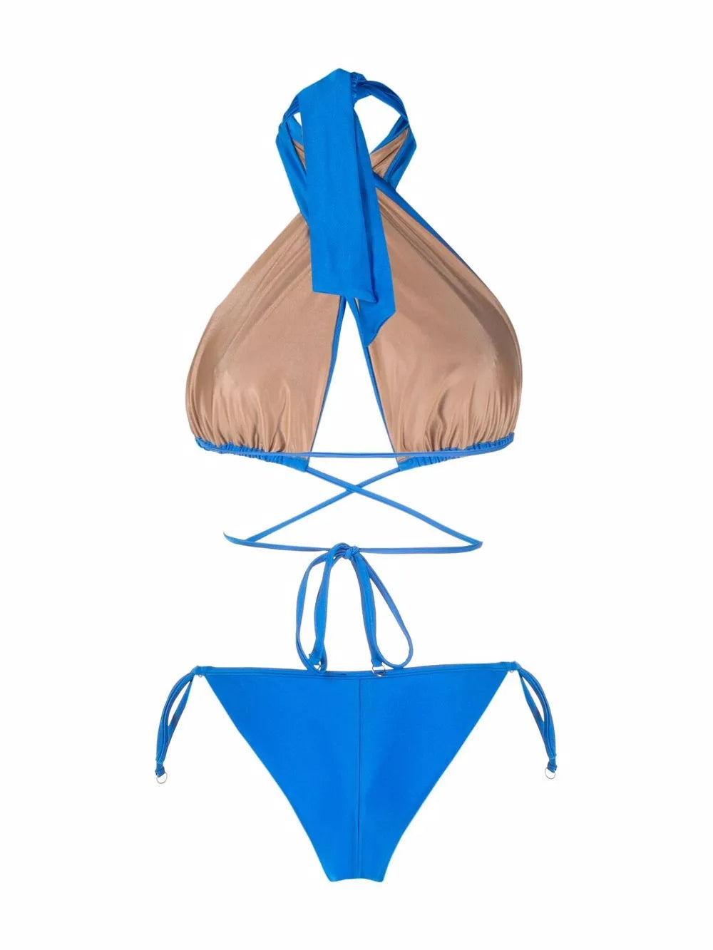 Shiny-Finish Triangle-Cup Bikini Set