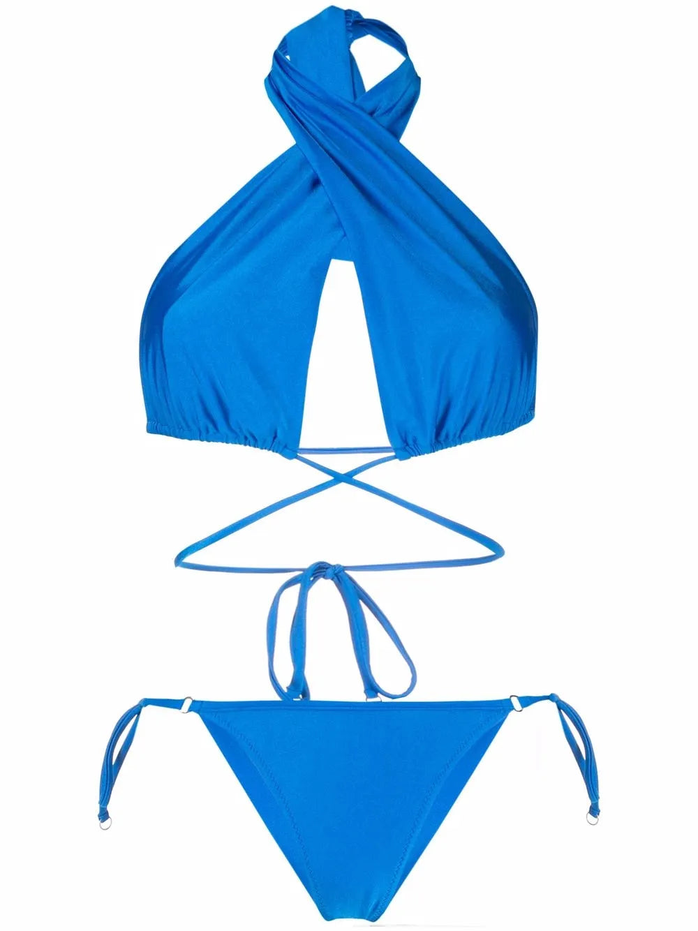 Shiny-Finish Triangle-Cup Bikini Set