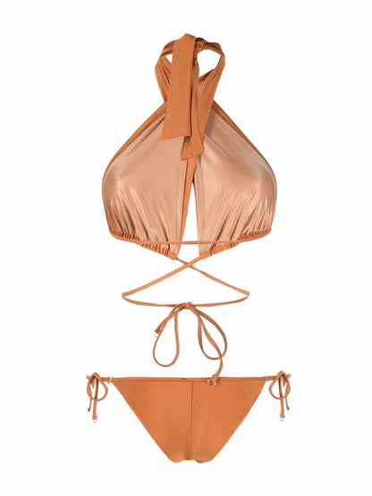 High-Shine Triangle-Cup Bikini Set