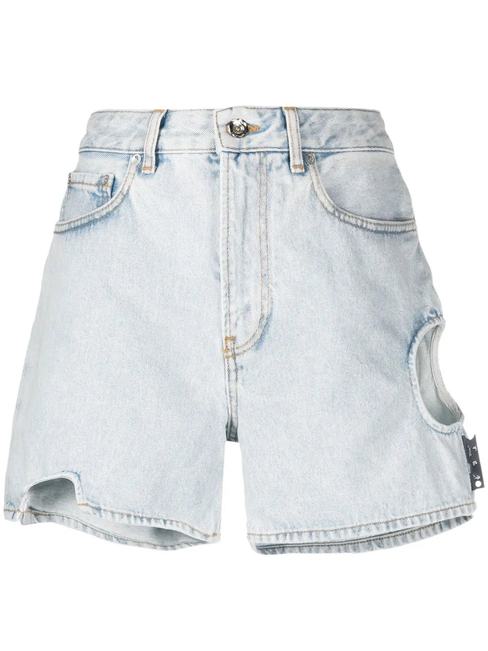 Cut-Out High-Waisted Denim Shorts