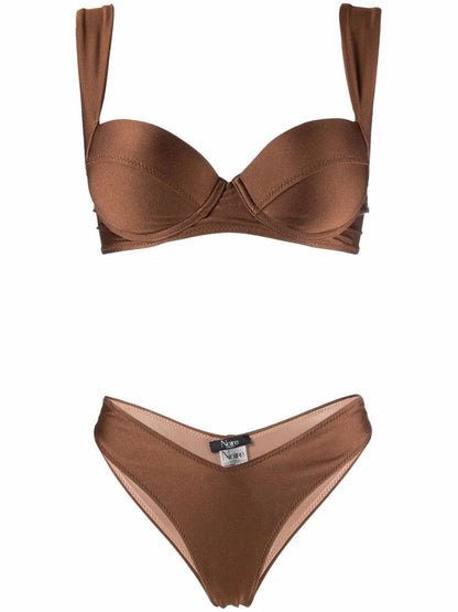 Satin-Finish Balconette-Style Bikini Set
