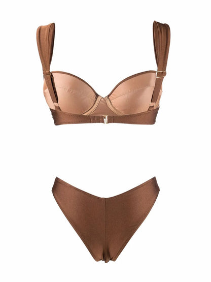 Satin-Finish Balconette-Style Bikini Set