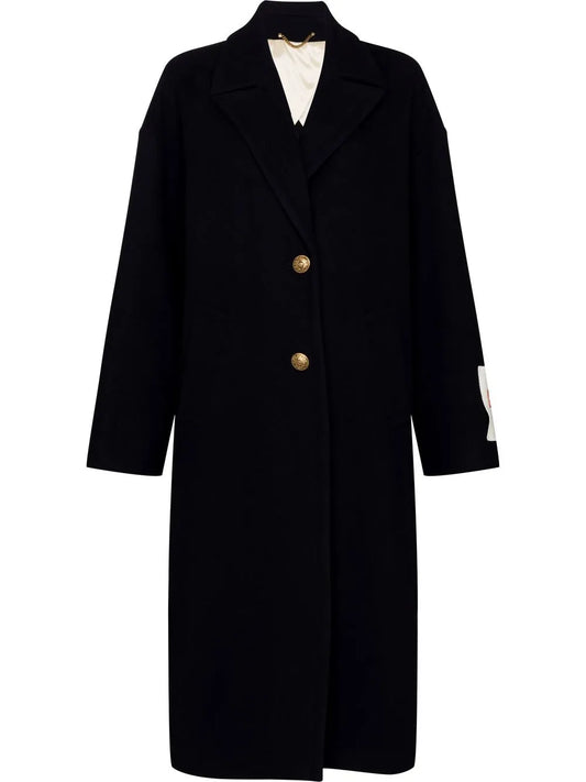 Logo Patch Single-Breasted Coat