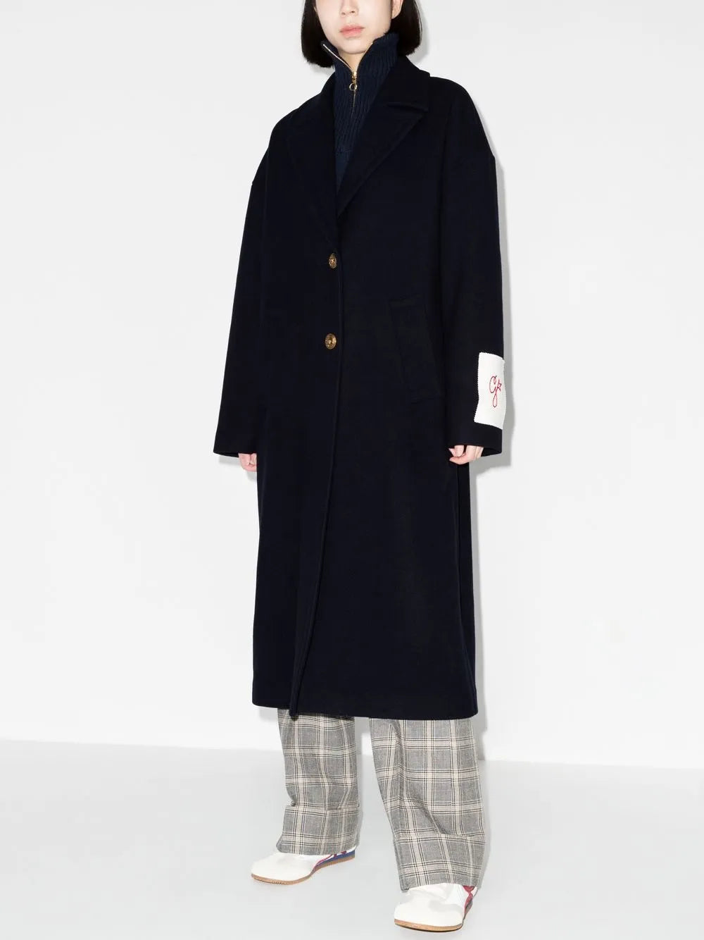 Logo Patch Single-Breasted Coat