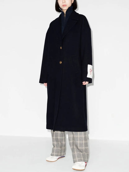 Logo Patch Single-Breasted Coat