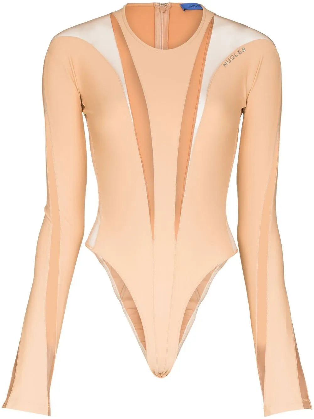 Panelled Long-Sleeve Sheer Bodysuit