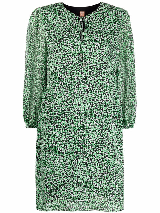Graphic-Print Long-Sleeve Dress