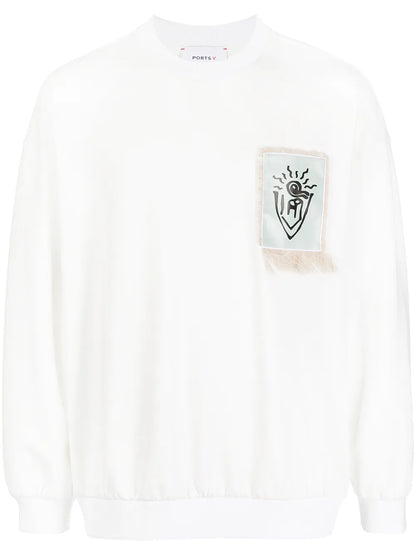 Patch-Detail Crew Neck Sweatshirt