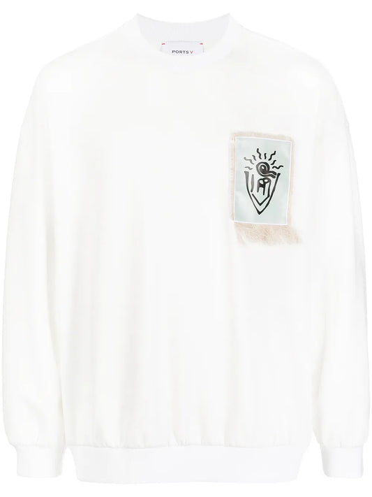 Patch-Detail Crew Neck Sweatshirt