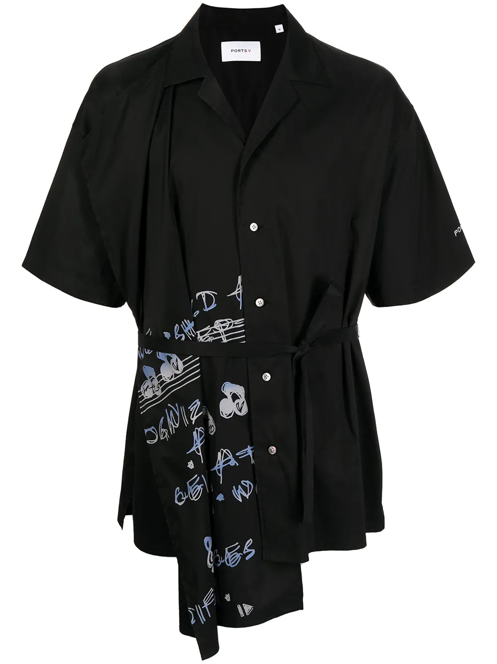 Graphic-Print Belted Shirt