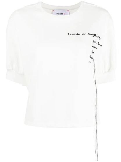 Embroidered-Slogan T-Shirt