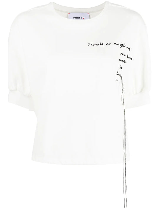 Embroidered-Slogan T-Shirt