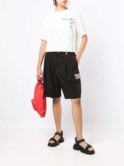 Embroidered-Slogan T-Shirt