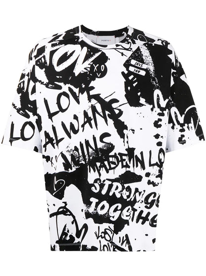 Slogan-Print Short-Sleeved T-Shirt