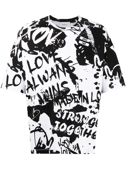 Slogan-Print Short-Sleeved T-Shirt