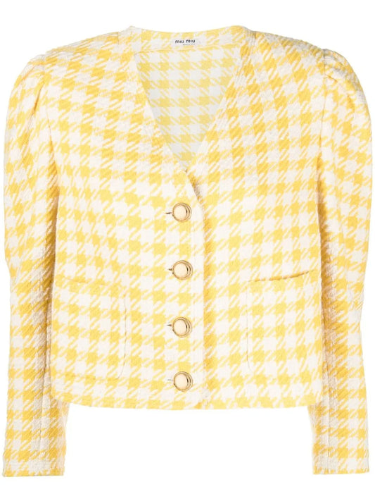 Houndstooth-Print Tweed Jacket