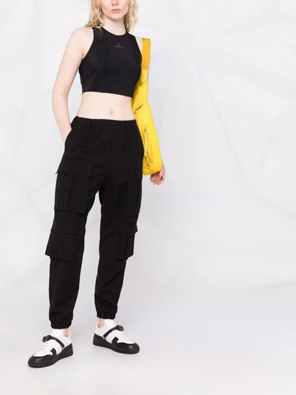 Logo Print Panelled Cropped Top