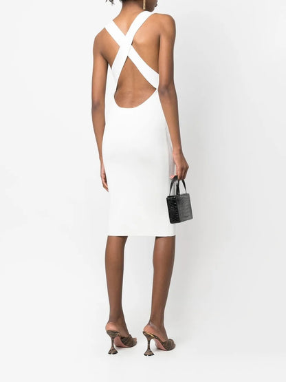 Ribbed Cross-Strap Midi Dress