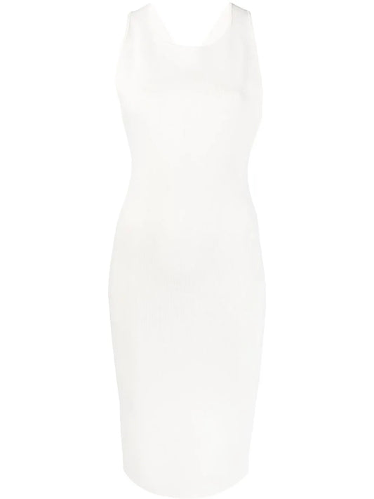 Ribbed Cross-Strap Midi Dress