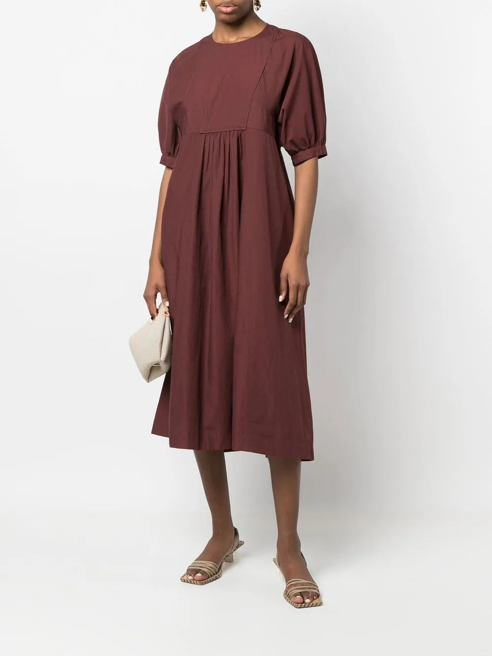 Pleat Detail Puff Sleeve Dress