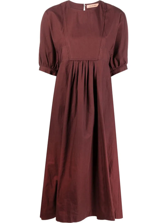 Pleat Detail Puff Sleeve Dress