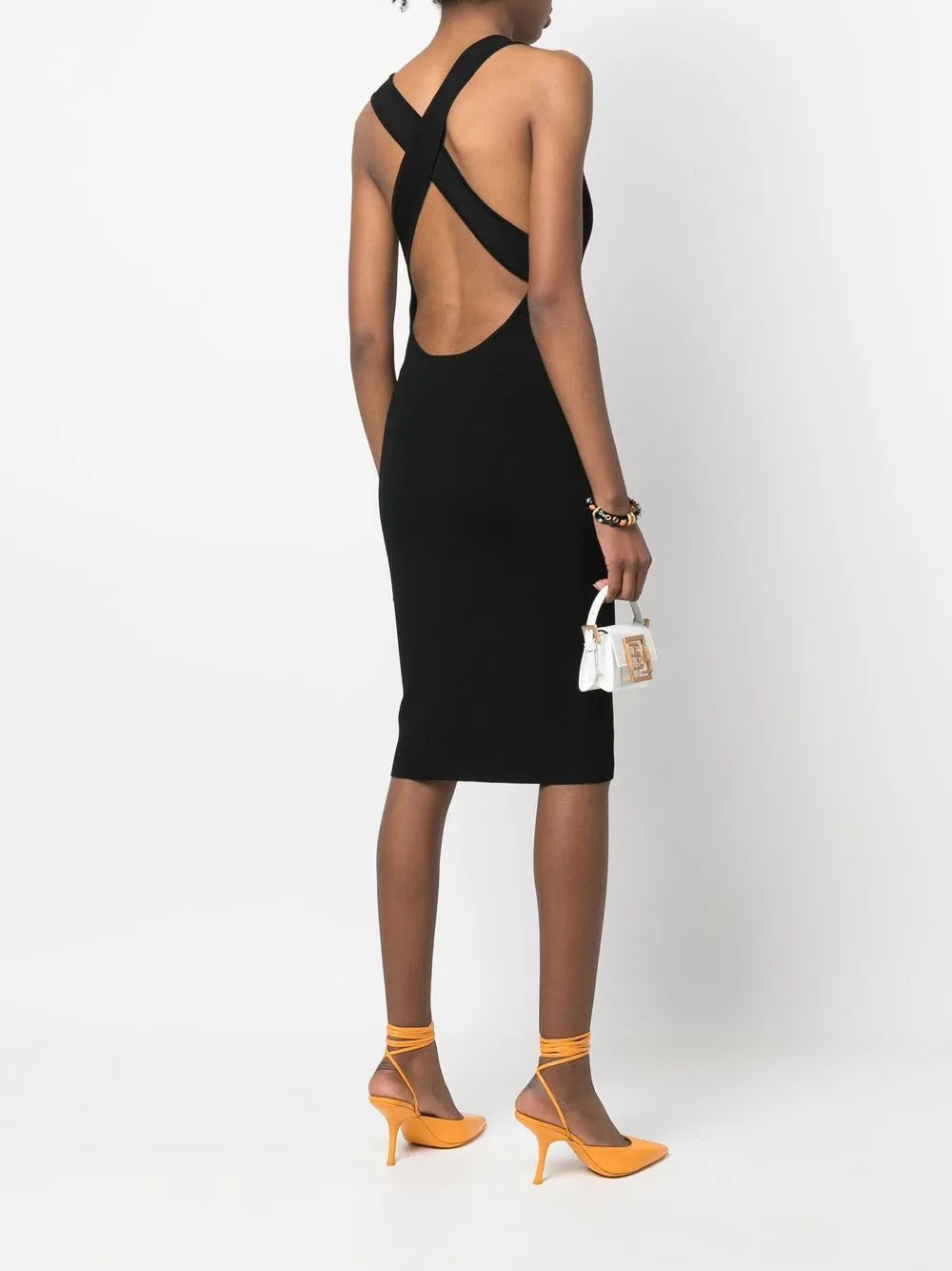 Ribbed Cross-Strap Midi Dress