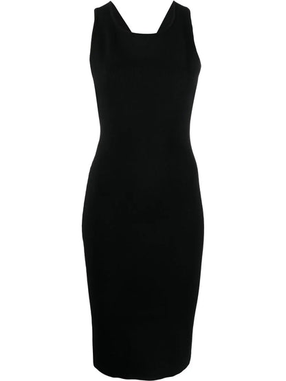 Ribbed Cross-Strap Midi Dress