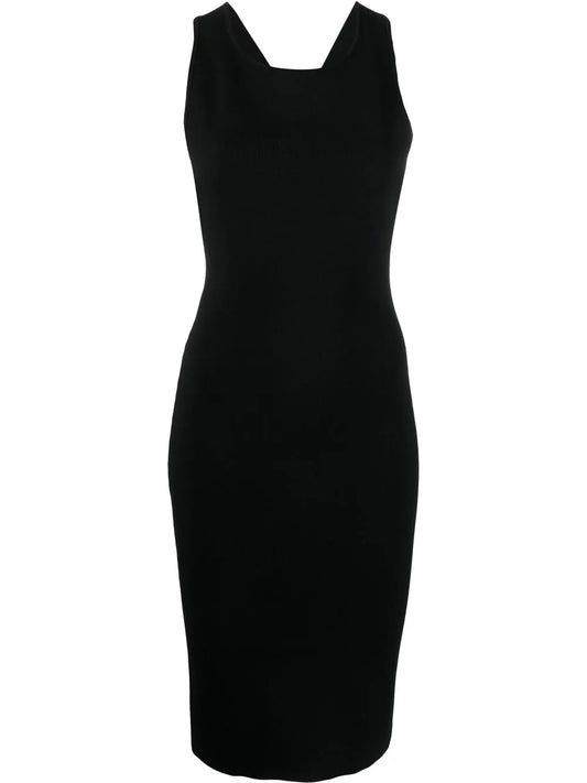 Ribbed Cross-Strap Midi Dress