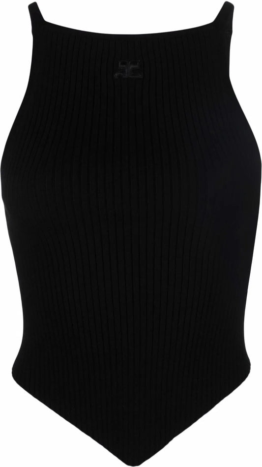 Mesh Tips Ribbed-Knitted Tank Top