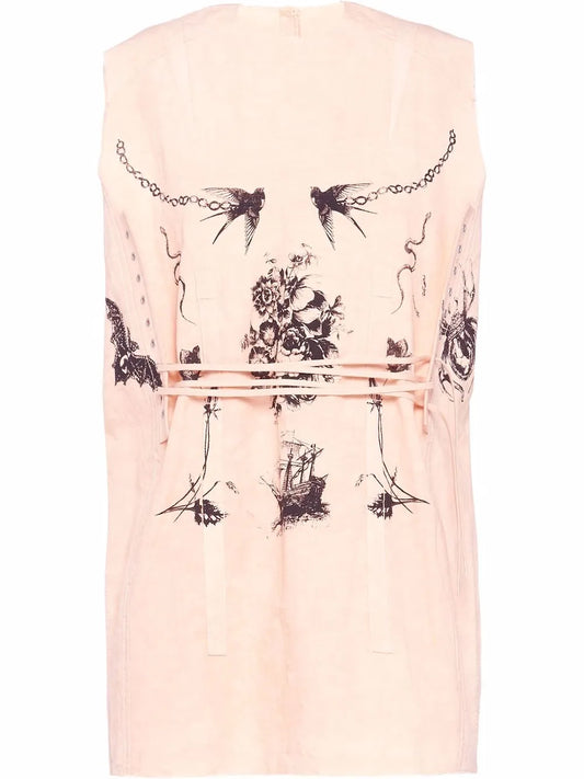 Printed Slub Canvas Top