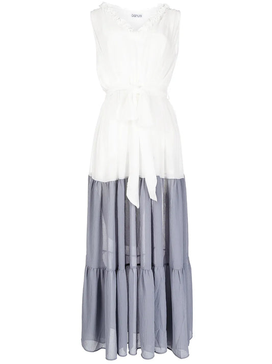 Belted Tiered Evening Gown