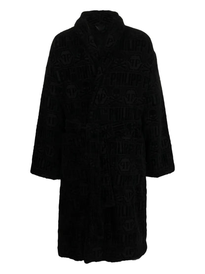 Tiger-Print Bead-Embellished Cotton Bathrobe