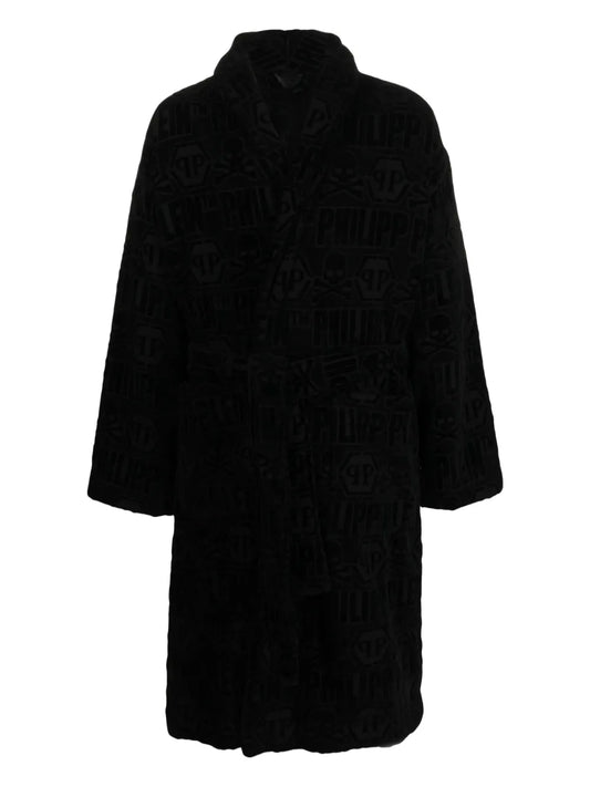 Tiger-Print Bead-Embellished Cotton Bathrobe